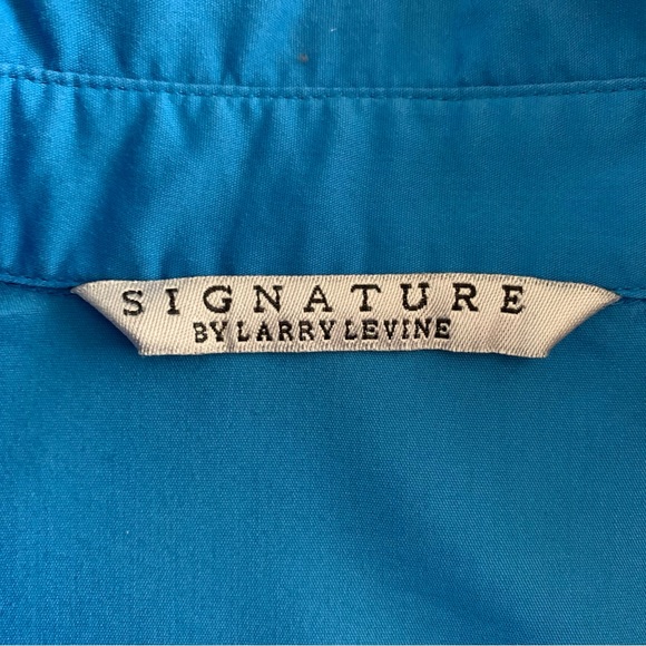 🔥5/$20🔥 “Signature by Larry Levine” Blue Button-Down Stretch Jersey Sides L - Picture 7 of 7